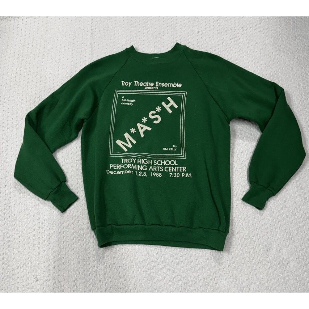 1988 Troy Theatre Ensemble Presents MASH Comedy Green Sweatshirt size XL
